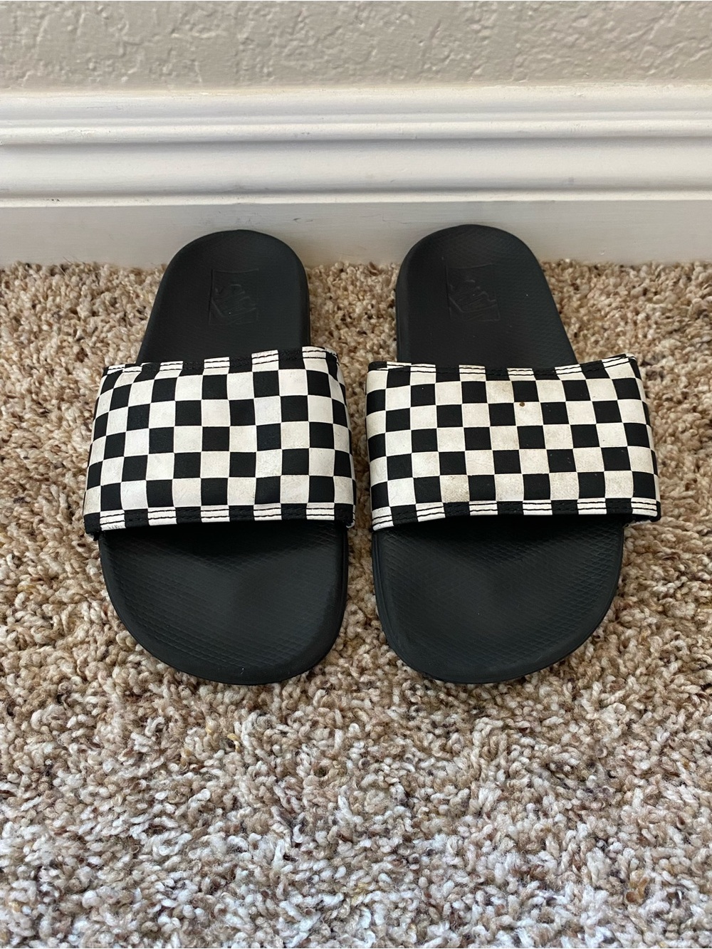 Vans Kid’s Black & White Checkered Slide Sandals Size 3